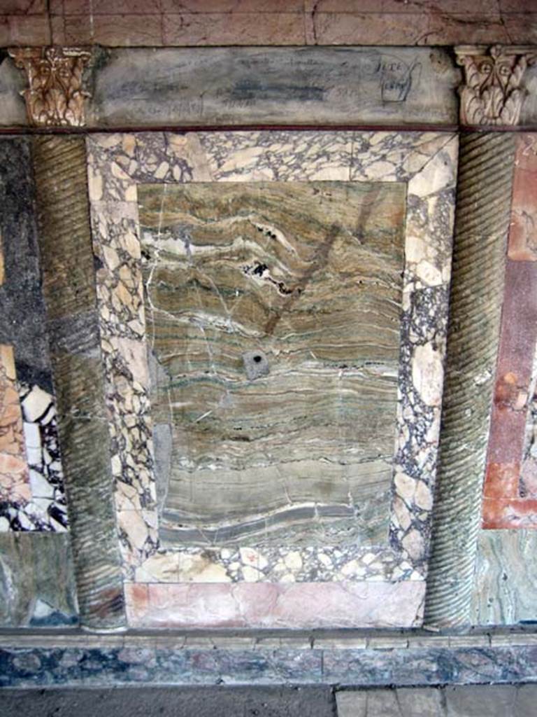 Ins. Or. 1. 2, Herculaneum. July 2009. Marble wall panel on the east wall.
Photo courtesy of Sera Baker.